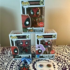 Funko Deadpool Trio with Badge Holder and Pin Set